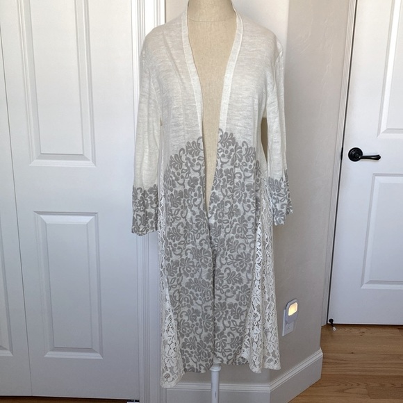 Simply Noelle VTG Long Lace Duster Cardigan Womens S/M fairy Core whimsy goth - Picture 1 of 11